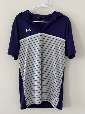 Under Armour Stripe Mix Up Polo Purple Gray Men’s Small